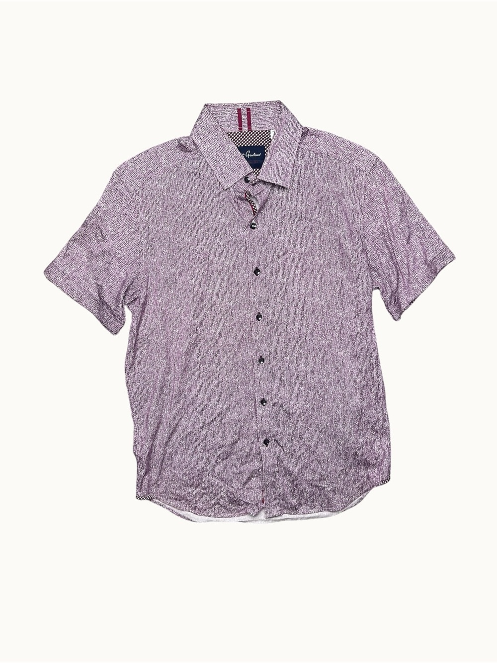 Robert Graham Tailored Fit Shirt Mens L Purple Textured Short Sleeve